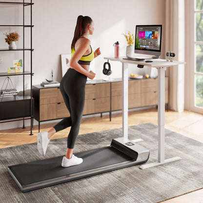 Satifur Electric Standing Desk 40", Ergonomic Computer Desk with Memory Preset, Height Adjustable Sit Stand Desk with Hooks & Storage, White