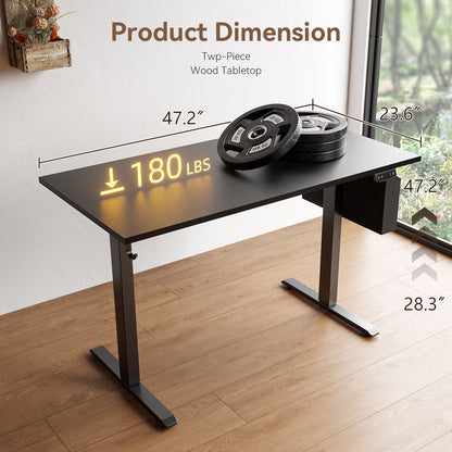 Satifur Electric Standing Desk 40", Ergonomic Computer Desk with Memory Preset, Height Adjustable Sit Stand Desk with Hooks & Storage, Black