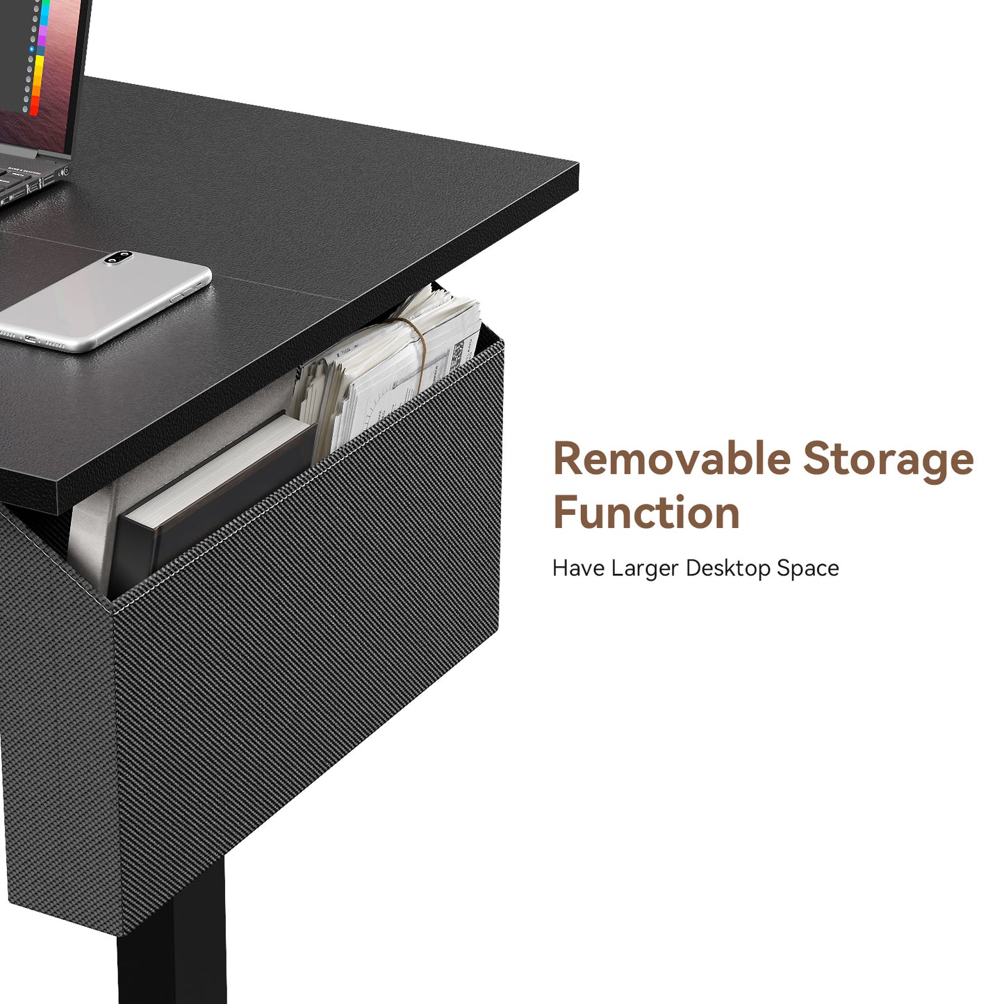 Satifur Electric Standing Desk 40", Ergonomic Computer Desk with Memory Preset, Height Adjustable Sit Stand Desk with Hooks & Storage, Black