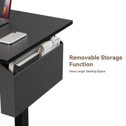 Satifur Electric Standing Desk 40", Ergonomic Computer Desk with Memory Preset, Height Adjustable Sit Stand Desk with Hooks & Storage, Black