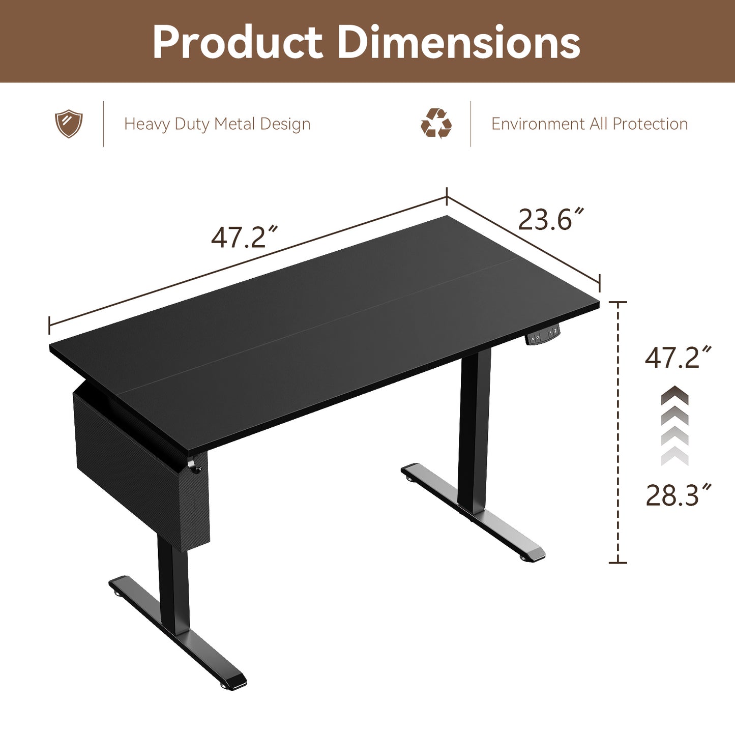 Satifur Electric Standing Desk 40", Ergonomic Computer Desk with Memory Preset, Height Adjustable Sit Stand Desk with Hooks & Storage, Black