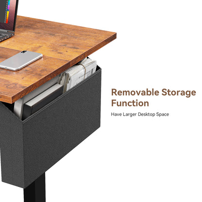 Satifur Electric Standing Desk 48", Ergonomic Computer Desk with Memory Preset, Height Adjustable Sit Stand Desk with Hooks & Storage, Rustic