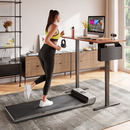 Satifur Electric Standing Desk 48", Ergonomic Computer Desk with Memory Preset, Height Adjustable Sit Stand Desk with Hooks & Storage, Rustic