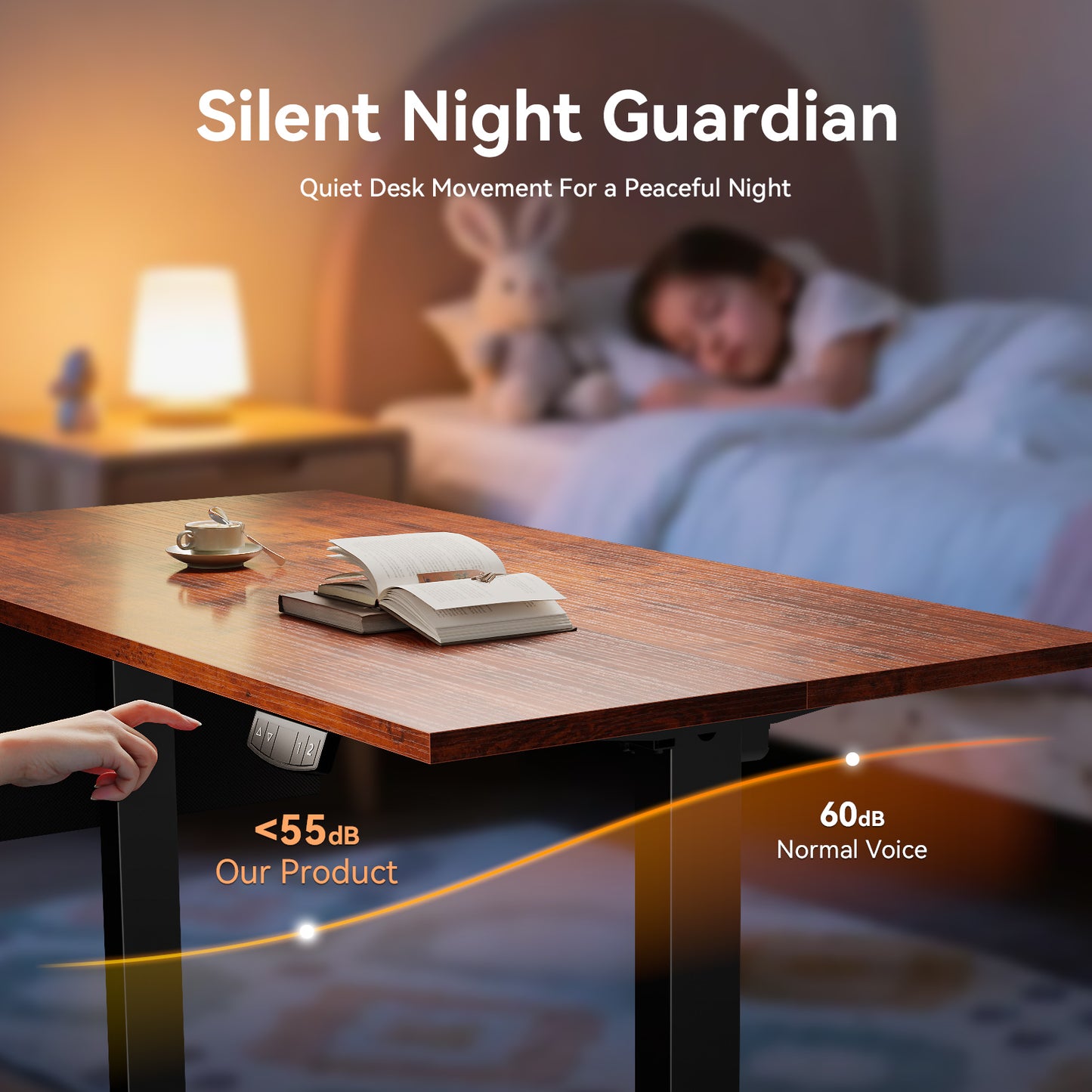 Satifur Electric Standing Desk 48", Ergonomic Computer Desk with Memory Preset, Height Adjustable Sit Stand Desk with Hooks & Storage, Rustic