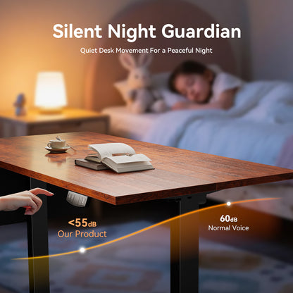 Satifur Electric Standing Desk 48", Ergonomic Computer Desk with Memory Preset, Height Adjustable Sit Stand Desk with Hooks & Storage, Rustic