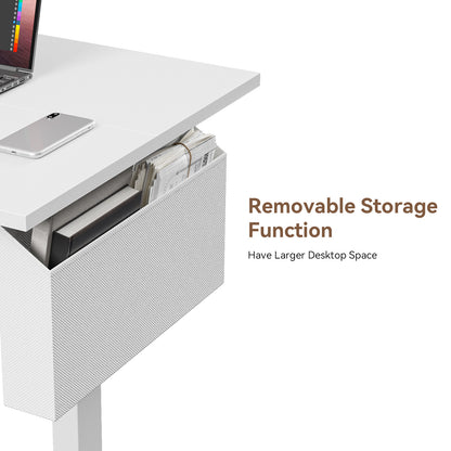 Satifur Electric Standing Desk 48", Ergonomic Computer Desk with Memory Preset, Height Adjustable Sit Stand Desk with Hooks & Storage, White