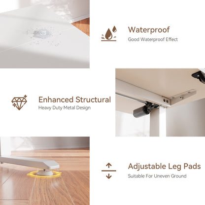 Satifur Electric Standing Desk 48", Ergonomic Computer Desk with Memory Preset, Height Adjustable Sit Stand Desk with Hooks & Storage, White