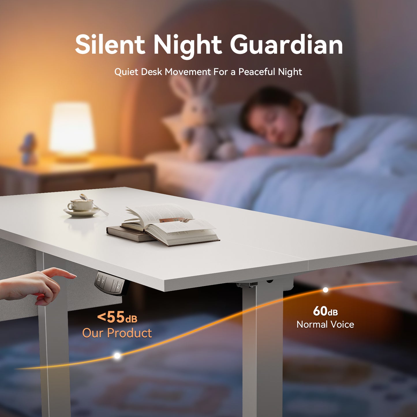 Satifur Electric Standing Desk 48", Ergonomic Computer Desk with Memory Preset, Height Adjustable Sit Stand Desk with Hooks & Storage, White