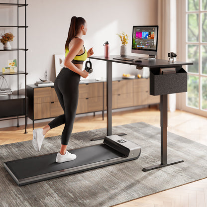 Satifur Electric Standing Desk 55", Ergonomic Computer Desk with Memory Preset, Height Adjustable Sit Stand Desk with Hooks & Storage, Black