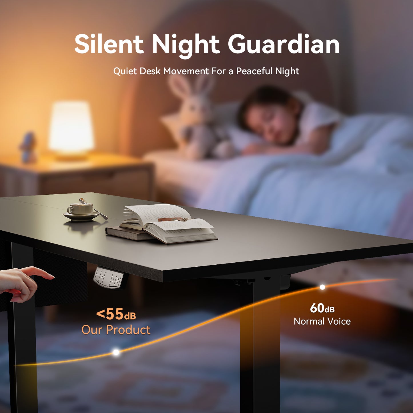 Satifur Electric Standing Desk 55", Ergonomic Computer Desk with Memory Preset, Height Adjustable Sit Stand Desk with Hooks & Storage, Black