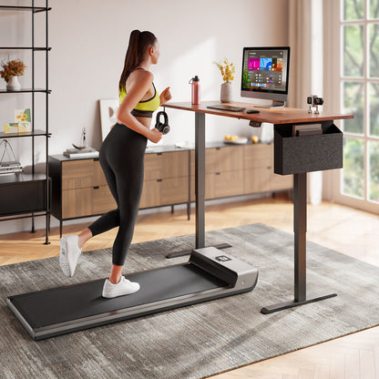 Satifur Electric Standing Desk 55", Ergonomic Computer Desk with Memory Preset, Height Adjustable Sit Stand Desk with Hooks & Storage, Rustic