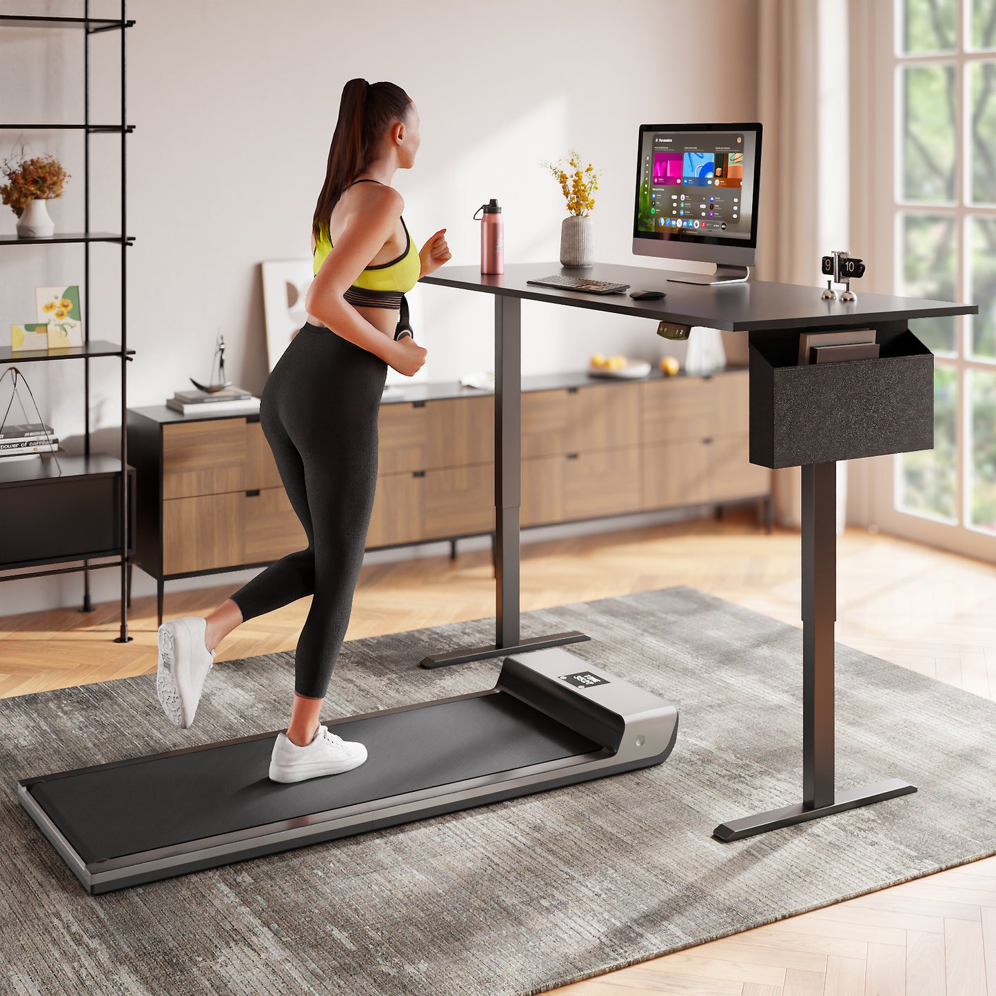 Satifur Electric Standing Desk 63'' x 27.5'', Ergonomic Computer Desk with Memory Preset, Height Adjustable Sit Stand Desk with Hooks & Storage, Black