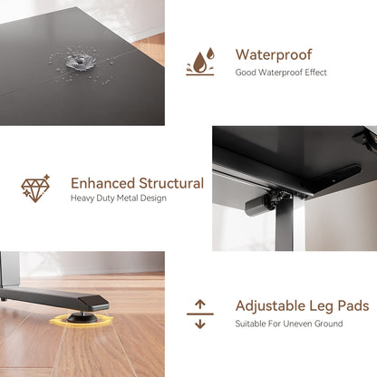 Satifur Electric Standing Desk 63'' x 27.5'', Ergonomic Computer Desk with Memory Preset, Height Adjustable Sit Stand Desk with Hooks & Storage, Black