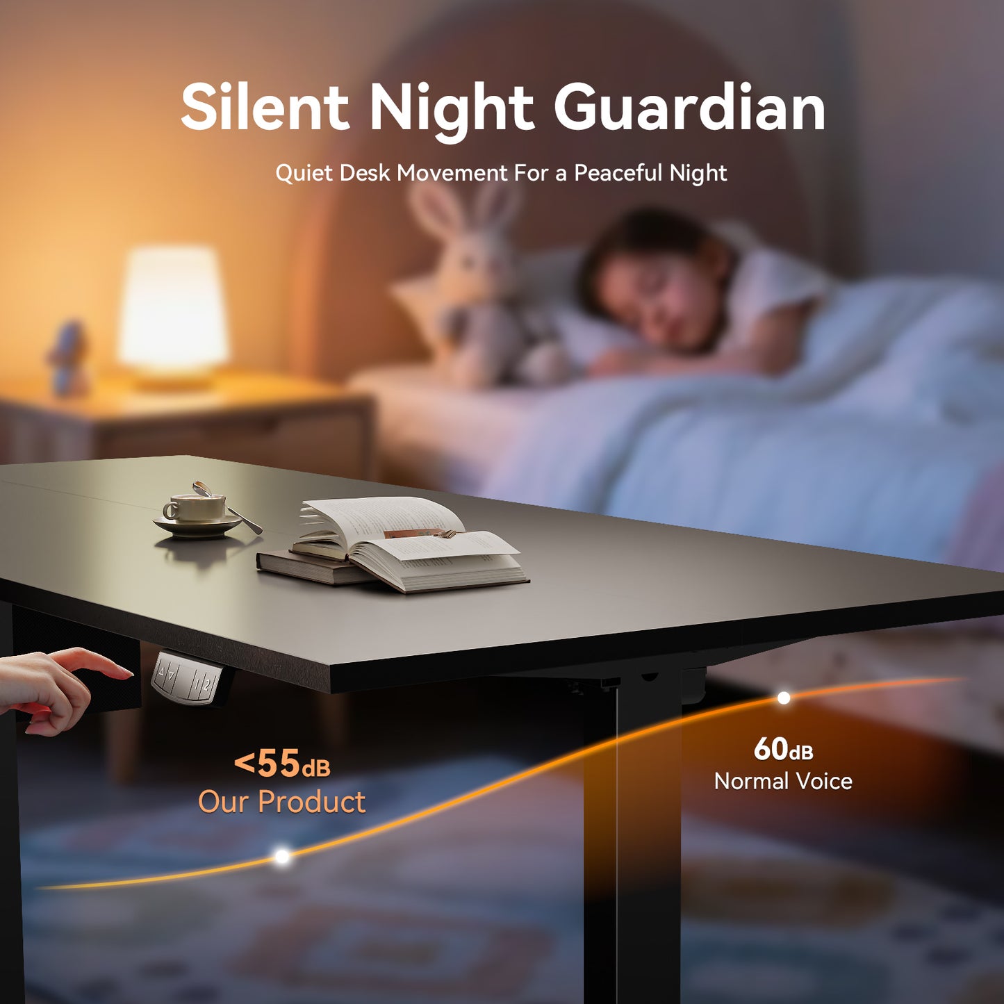 Satifur Electric Standing Desk 63'' x 27.5'', Ergonomic Computer Desk with Memory Preset, Height Adjustable Sit Stand Desk with Hooks & Storage, Black