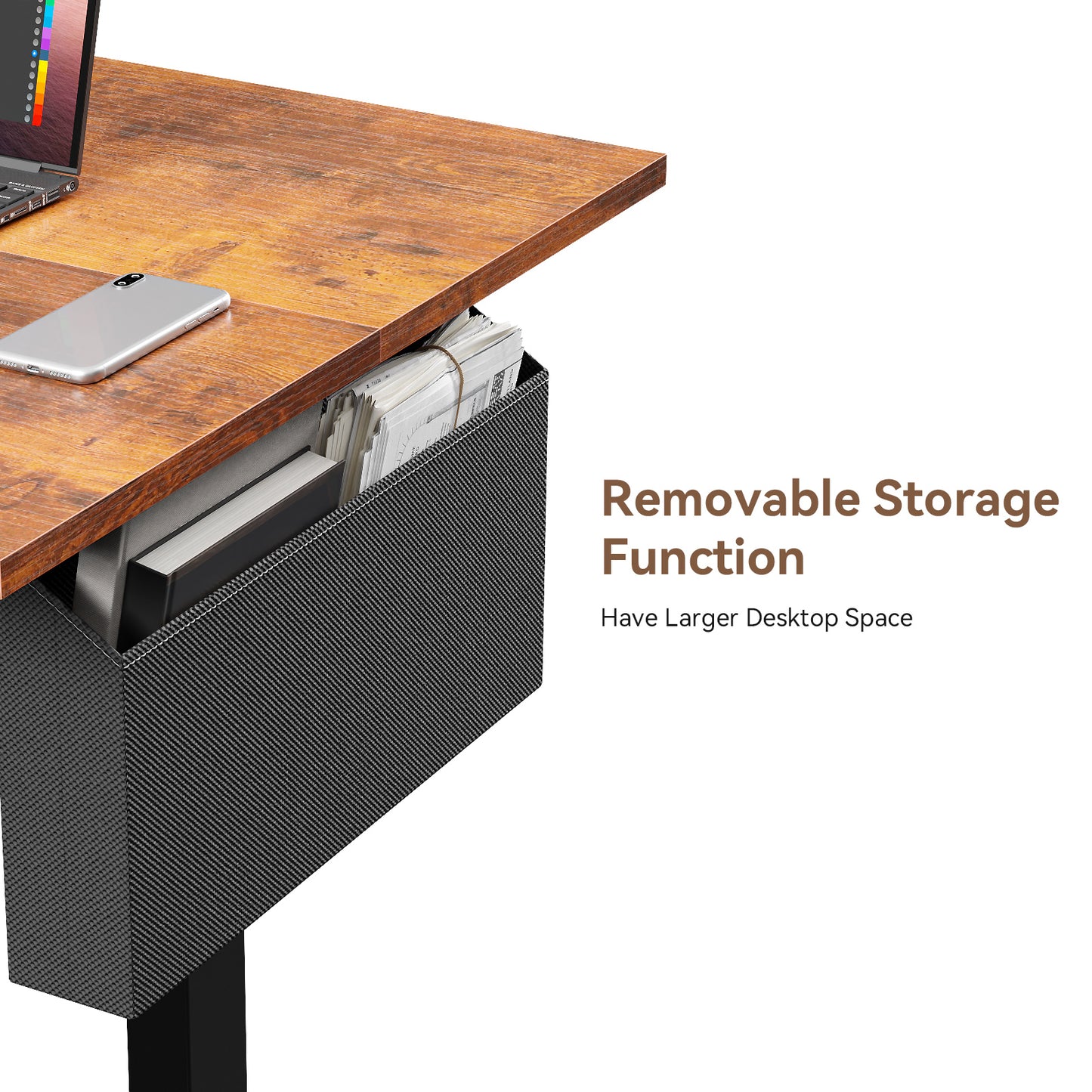 Satifur Electric Standing Desk 63" x 27.5", Ergonomic Computer Desk with Memory Preset, Height Adjustable Sit Stand Desk with Hooks & Storage, Rustic