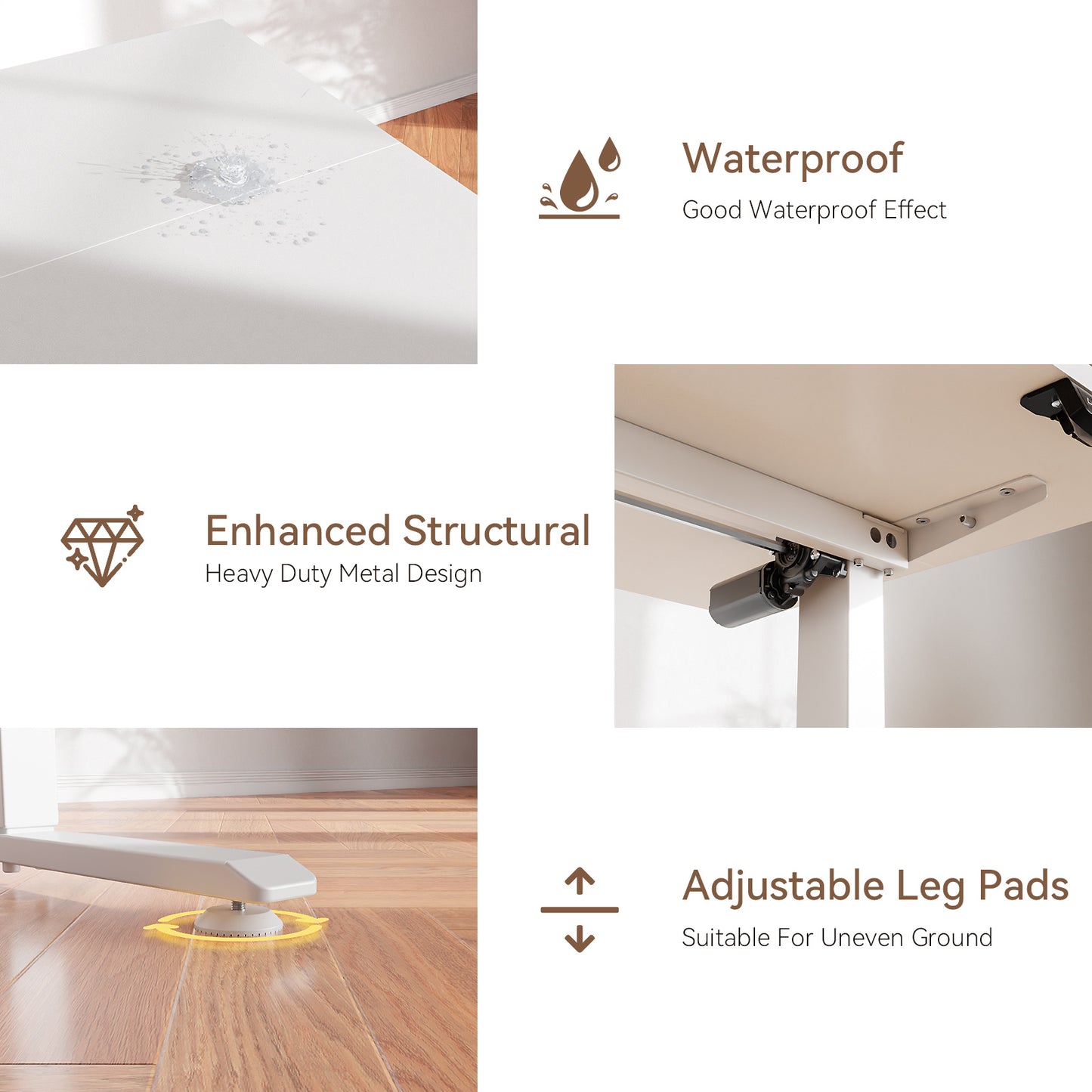 Satifur Electric Standing Desk 63" x 27.5", Ergonomic Computer Desk with Memory Preset, Height Adjustable Sit Stand Desk with Hooks & Storage, White