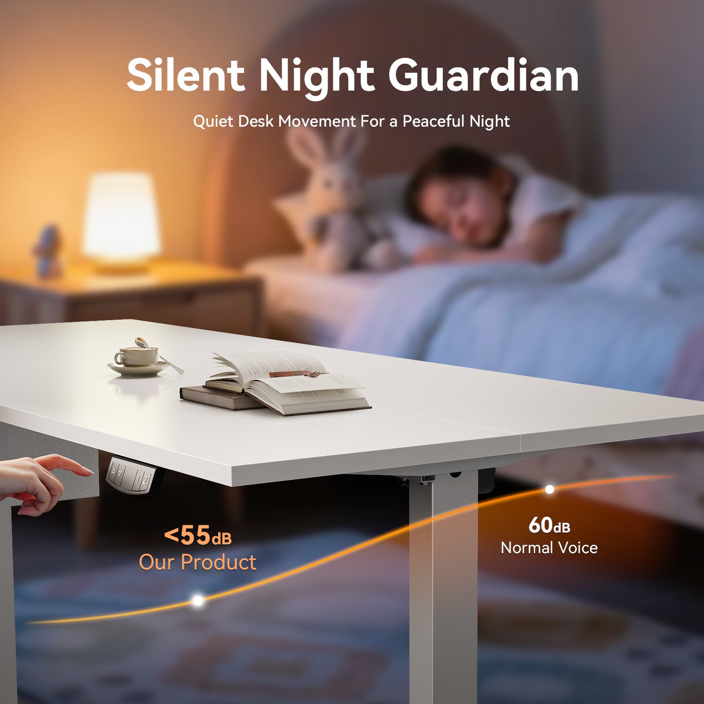 Satifur Electric Standing Desk 63" x 27.5", Ergonomic Computer Desk with Memory Preset, Height Adjustable Sit Stand Desk with Hooks & Storage, White