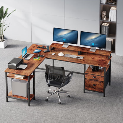 Hexmn Smart Workstation, Computer Desk with Built-In Power Outlets & Dual Monitor Stand for an Efficient Workspace