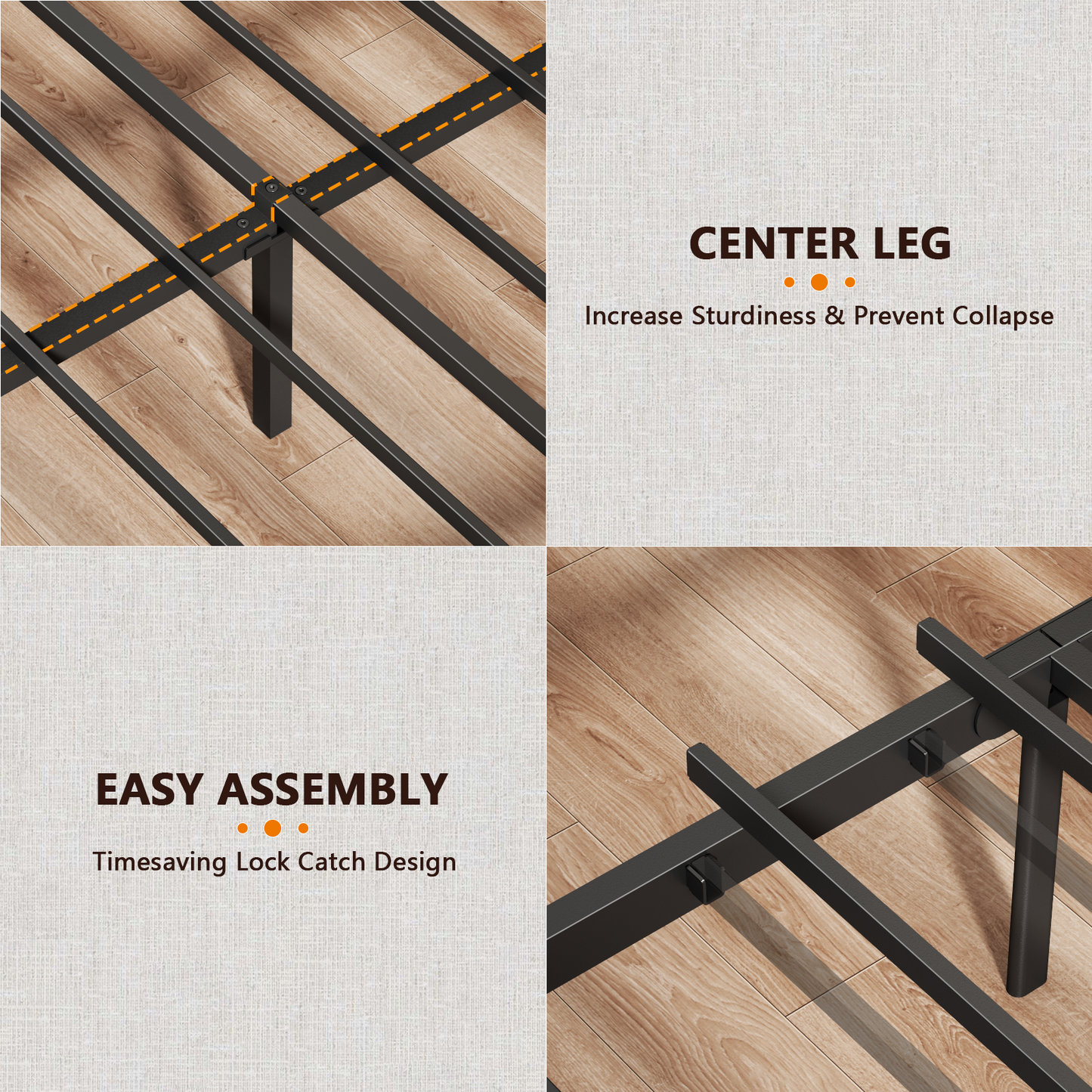 Satifur Full Size Bed Frame with 2 Drawers & LED Lights & Charging Station, Beds with Headboard & 10.10" Under Bed Storage, No Box Spring Needed, Easy Assembly, Rustic Brown