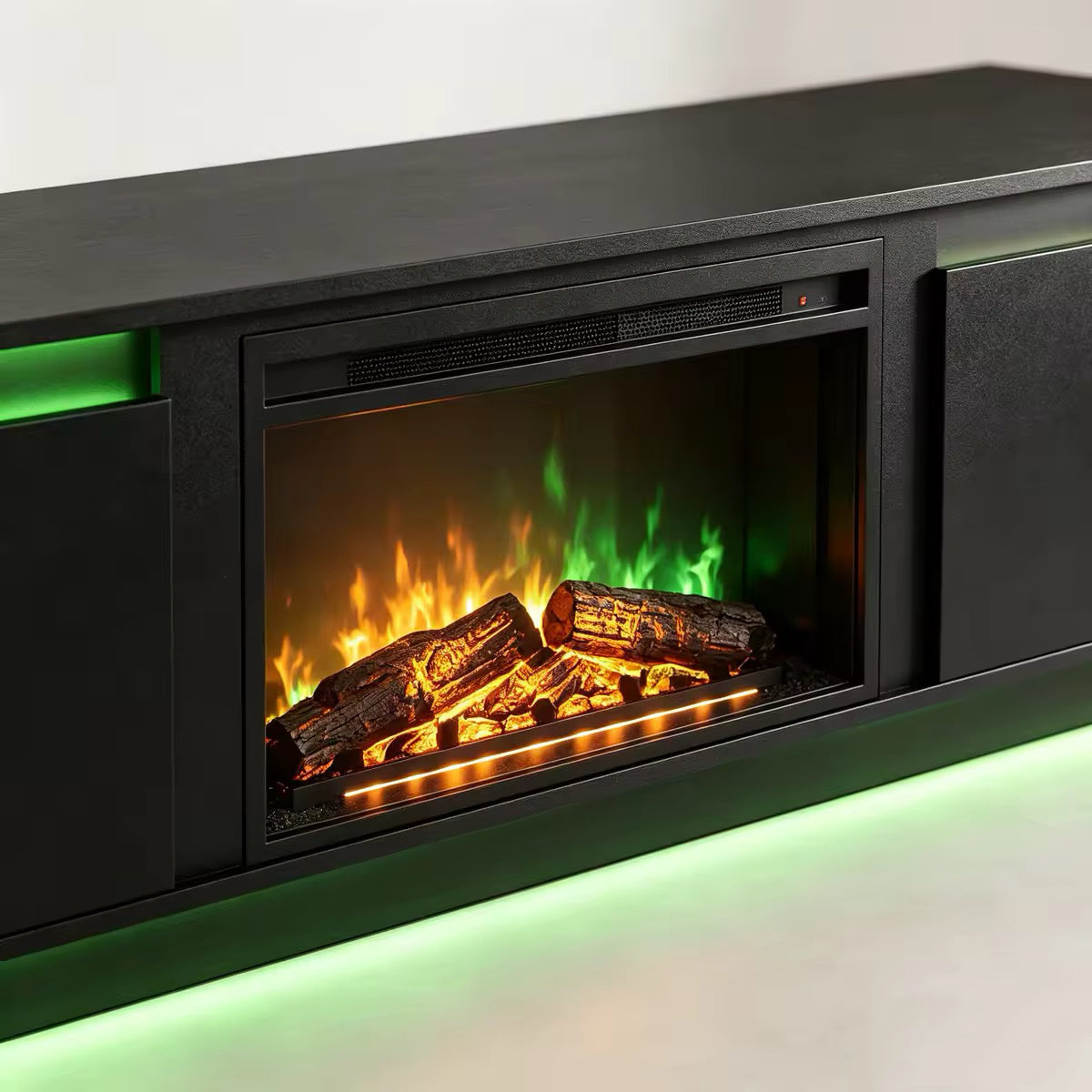 Tydimor TV Stand for TVs up to 70", Electric Fireplace Entertainment Center with Bottom LED Ambient Light, Media Console Cabinet with Side Storage Cabinets for Living Room