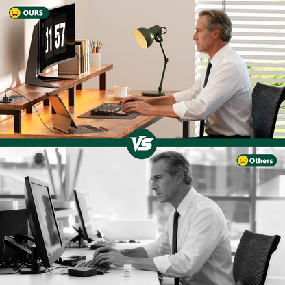 Satifur 55 inch Computer Desk with Power Outlets, Home Office Desk with 4 Drawers, Writing Desk with Removable Monitor Shelf & CPU Stand, Rustic Brown