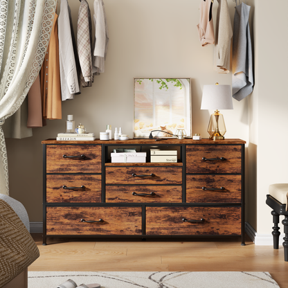 Tydimor TV Stand for TVs up to 55", Media Console for Living Room, Entertainment Center with Cabinet Storage, Rustic Brown