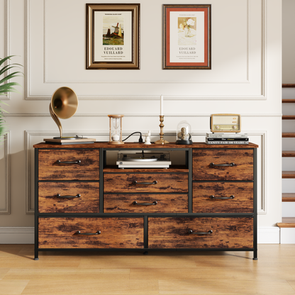 Tydimor TV Stand for TVs up to 55", Media Console for Living Room, Entertainment Center with Cabinet Storage, Rustic Brown