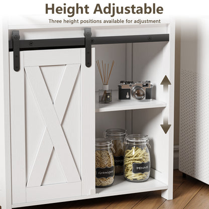 Satifur Farmhouse Storage Cabinet with Adjustable Shelves, Rustic Sideboard for Bathroom Kitchen Living Room