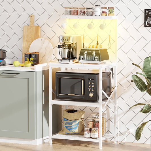 TYDIMOR Baker's Rack with Hutch, Microwave Stand Kitchen Organizer 4 Tier Storage Shelf for Kitchen Home Office