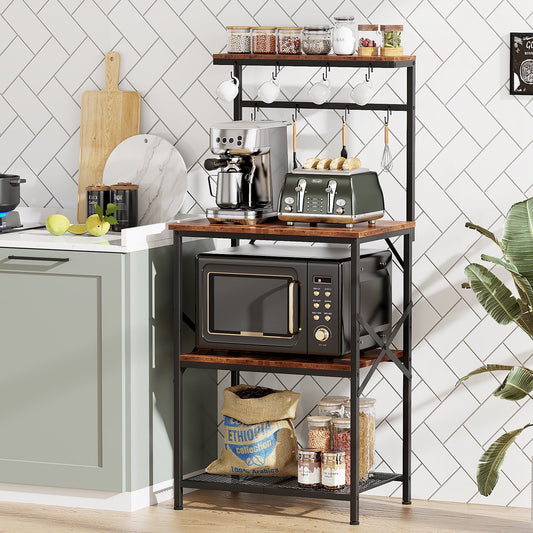 TYDIMOR Baker's Rack with Hutch, Microwave Stand Kitchen Organizer 4 Tier Storage Shelf for Kitchen Home Office