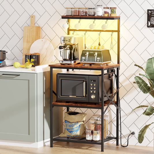 TYDIMOR Baker's Rack with Hutch, Microwave Stand Kitchen Organizer 4 Tier Storage Shelf for Kitchen Home Office