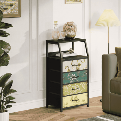 TYDIMOR Tall Nightstand,4 Drawer Dresser for Bedroom Storage,Side Table for All Ages