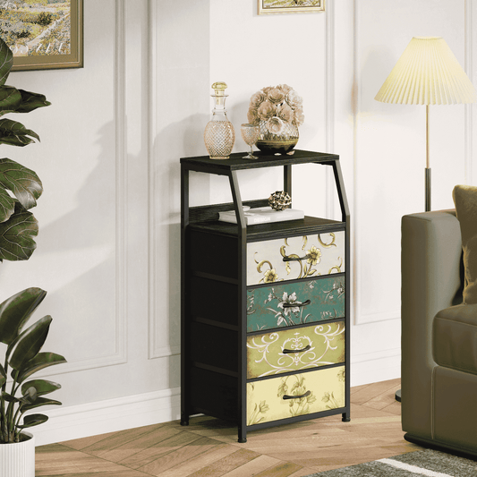 TYDIMOR Tall Nightstand,4 Drawer Dresser for Bedroom Storage,Side Table for All Ages