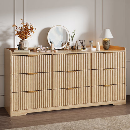 Tydimor Dressers for Bedroom 9 Drawers, Wide Chest of Drawers Storage Organizer, Wooden Cabinet with Anti-Tip Safety for Living Room, Hallway