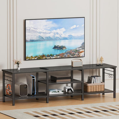Tydimor Modern TV Stand for TVs up to 70" TVs, Media Console Table for Living Room, Entertainment Center with Storage, Light Black Oak