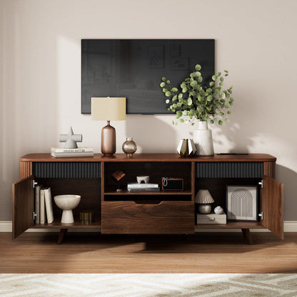 Tydimor TV Cabinet Stands for TVs up to 70", Entertainment Center with Storage Shelf & Outlet, Media Console Table with Drawers for Living Room