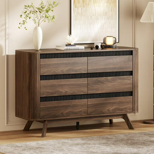 Tydimor TV Stand for TVs up to 55", Entertainment Center for Living Room, Console Table with Storage Drawers, American Walnut