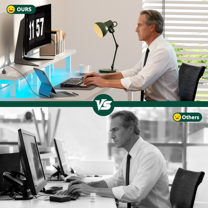 Satifur 47 inch Computer Desk with Power Outlets, Home Office Desk with 4 Drawers, Writing Desk with Removable Monitor Shelf & CPU Stand, White