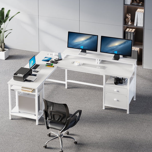 Hexmn Computer Desk with Ample Storage,Workstation for Home Office