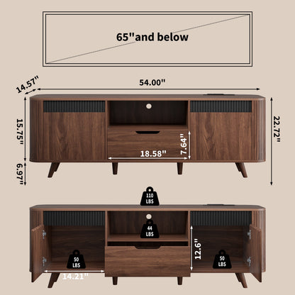 Tydimor TV Cabinet Stands for TVs up to 70", Entertainment Center with Storage Shelf & Outlet, Media Console Table with Drawers for Living Room