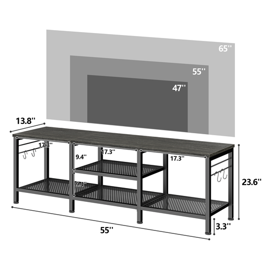 Tydimor Modern TV Stand for TVs up to 65" TVs, Media Console Table for Living Room, Entertainment Center with Storage, Light Black Oak