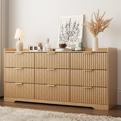 Tydimor Dressers for Bedroom 9 Drawers, Wide Chest of Drawers Storage Organizer, Wooden Cabinet with Anti-Tip Safety for Living Room, Hallway