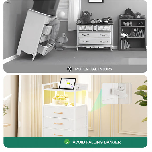 TYDIMOR Tall Dresser for Bedroom, 5 Drawer with Charging Station, Black, Ideal for Adults