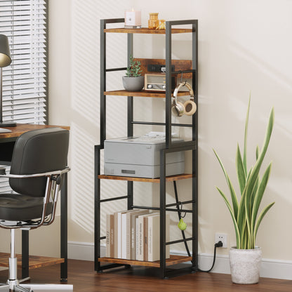 Satifur Industrial Stackable Kitchen Organizer with Charging Station, Storage Bookshelf, Kitchen Rack