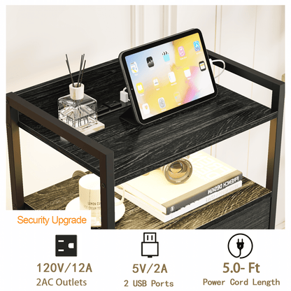 TYDIMOR Tall Dresser for Bedroom, 5 Drawer with Charging Station, Black, Ideal for Adults