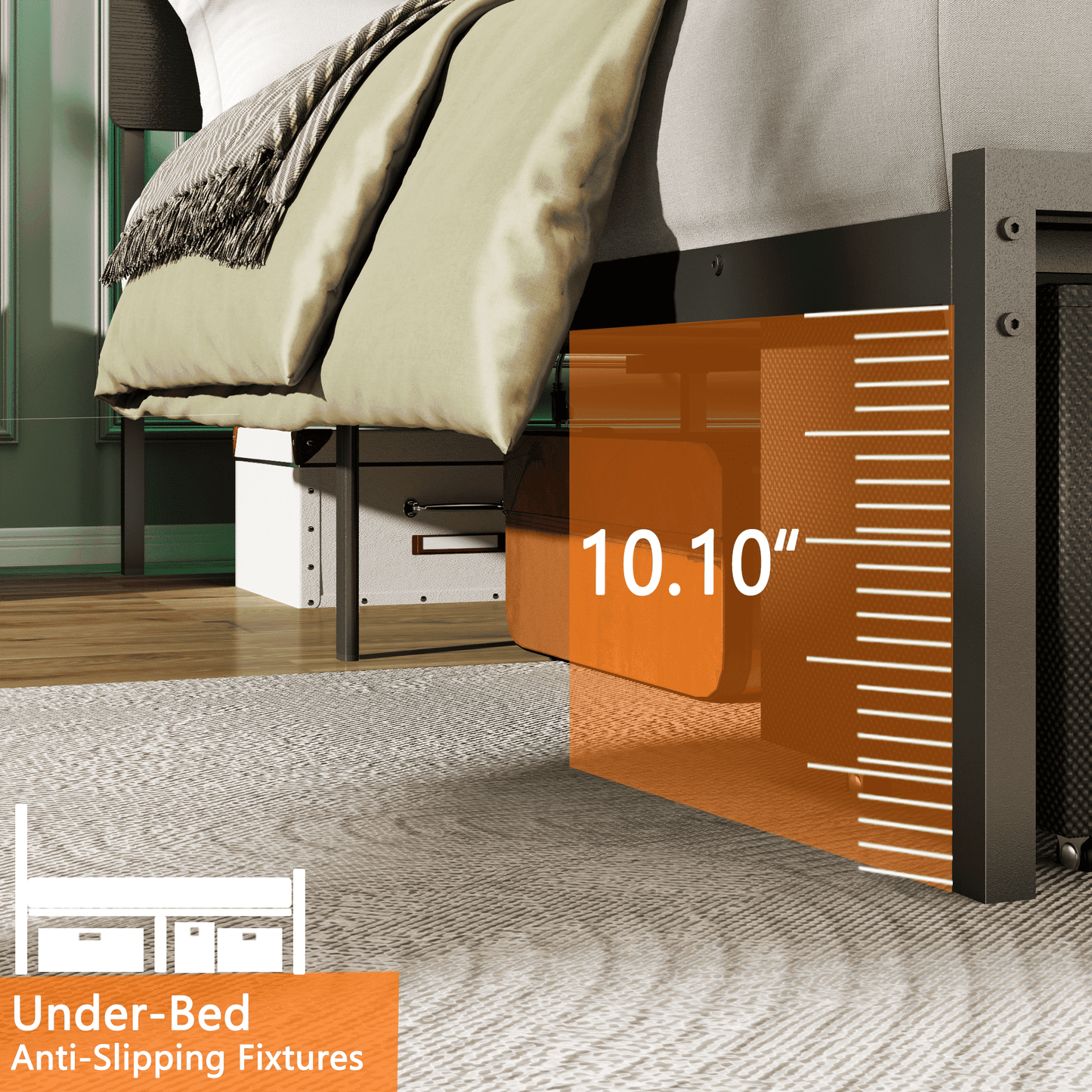 Tydimor Queen Size Bed Frame with 2 Drawers & LED Lights & Charging Station, Beds with Headboard & 10.10" Under Bed Storage, No Box Spring Needed, Easy Assembly, Black