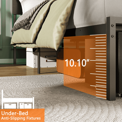 Tydimor Queen Size Bed Frame with 2 Drawers & LED Lights & Charging Station, Beds with Headboard & 10.10" Under Bed Storage, No Box Spring Needed, Easy Assembly, Black