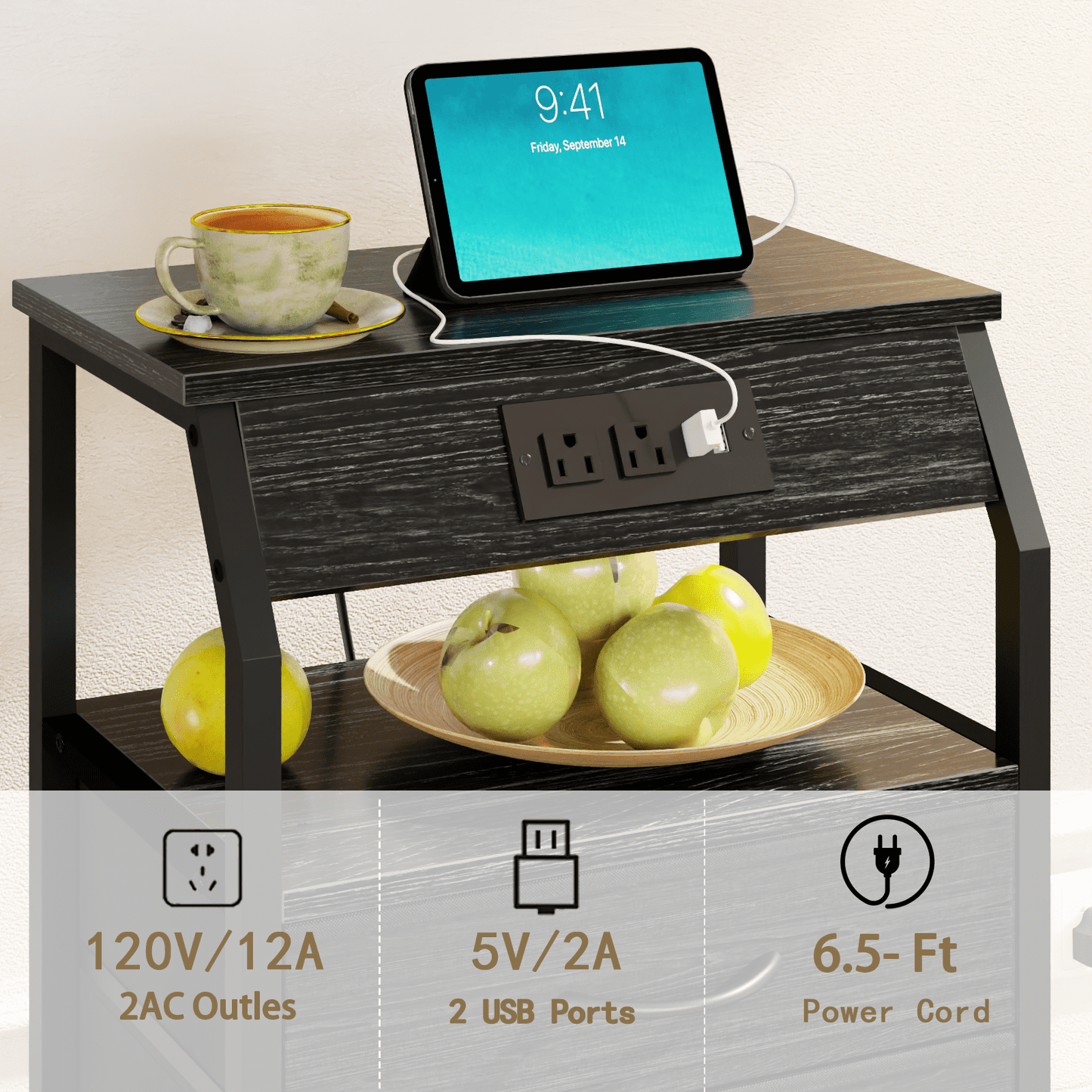 TYDIMOR Tall Dresser for Bedroom, 5 Drawer with Charging Station, Black, Ideal for Adults