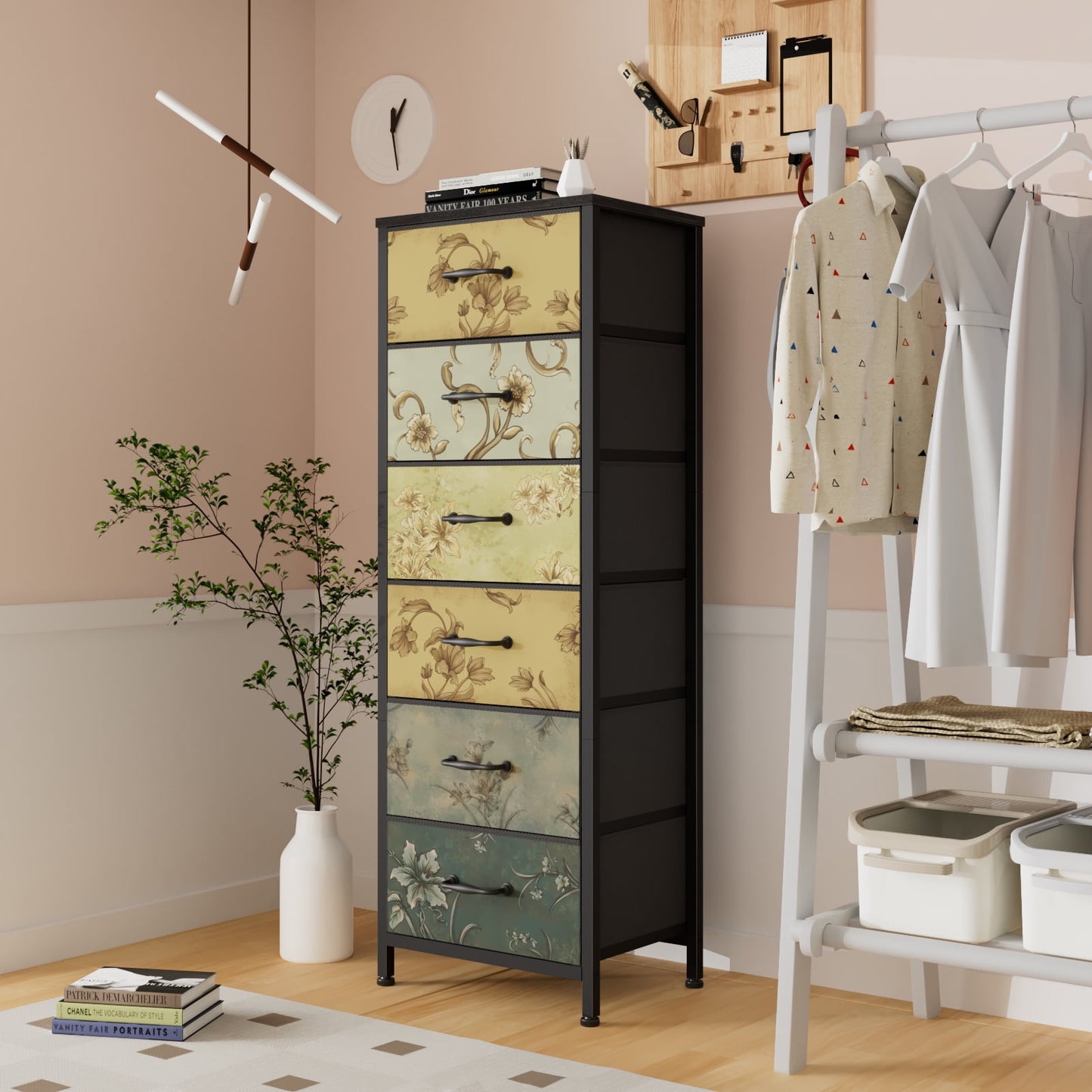 TYDIMOR Tall Dresser for Bedroom, 6 Drawer Chest of Drawers, Steel Frame, Ideal for Adults