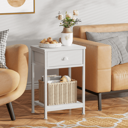 Satifur Set of 2 Nightstand for Bedroom,3-Tier End Table with Drawer,White